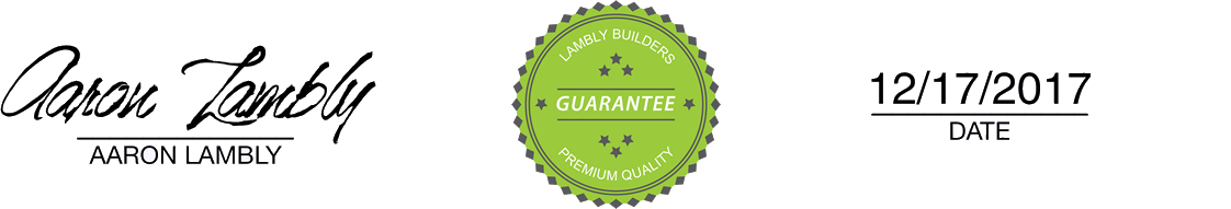 Lambly Builders Guarantee Certificate